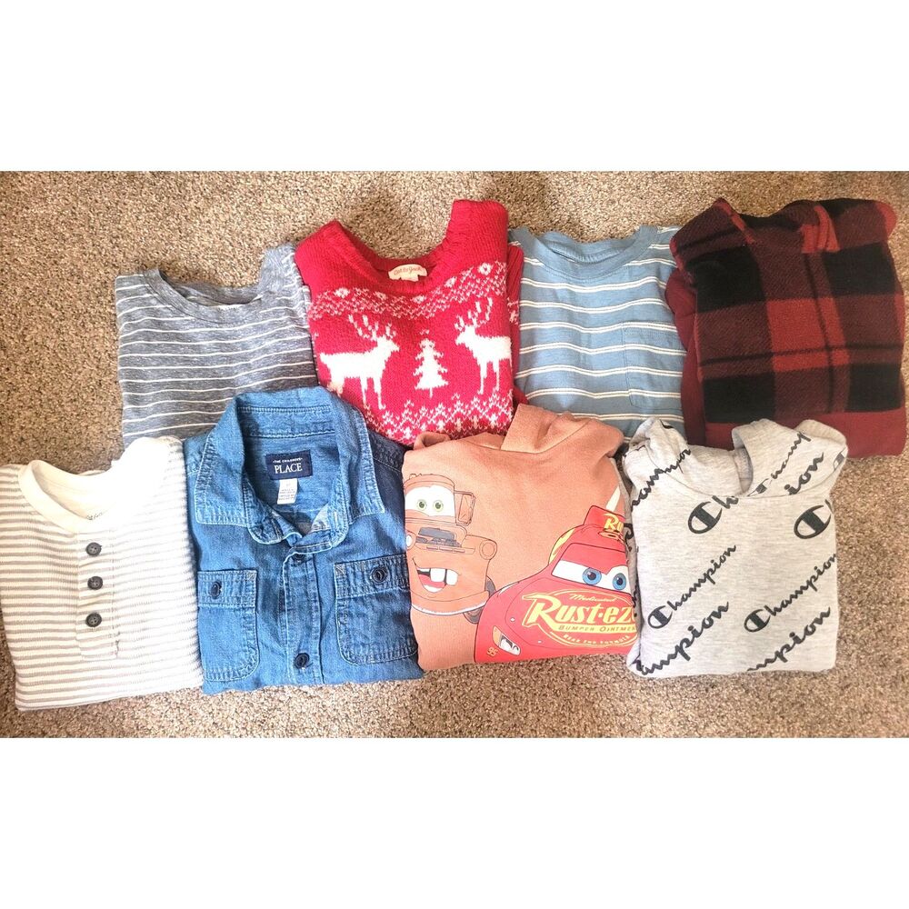 Boys 5T Fall Winter Clothing Bundle 8 Pc Champion Carter's Cars Children's Place